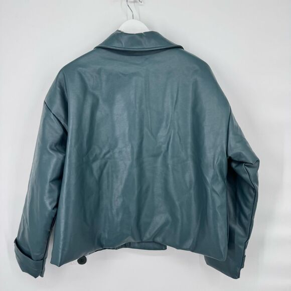 4th &‎ Reckless PU double breasted Victoria jacket in teal XL - Picture 6 of 10